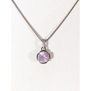 Thomas Sabo Sterling Silver Pink CZ Round Pendant Necklace 17 Inch